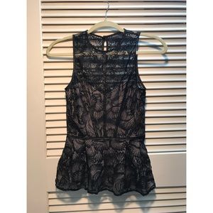 H&M Lace and Satin Peplum Top